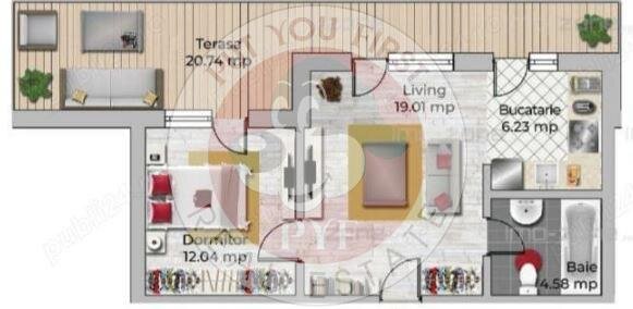 Uverturii | Apartament 2 camere | Semidecomandat | 62mp | B11599